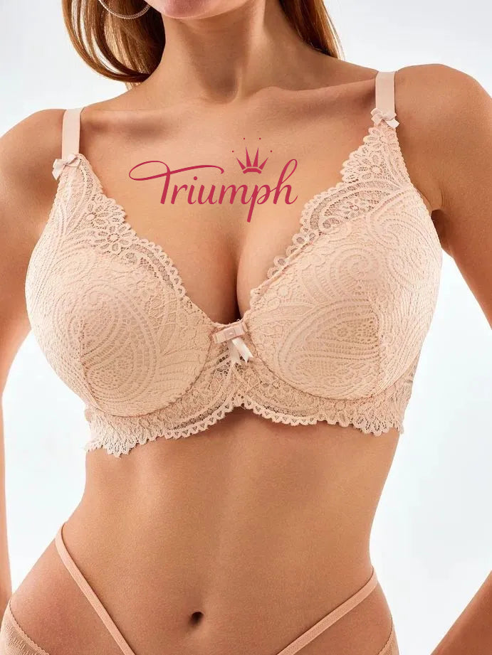 „Triumph®“ 4 vnt.💖50 % nuolaida✨Nėriniuota liemenėlė dideliems dydžiams, gili V formos [65A-120H]