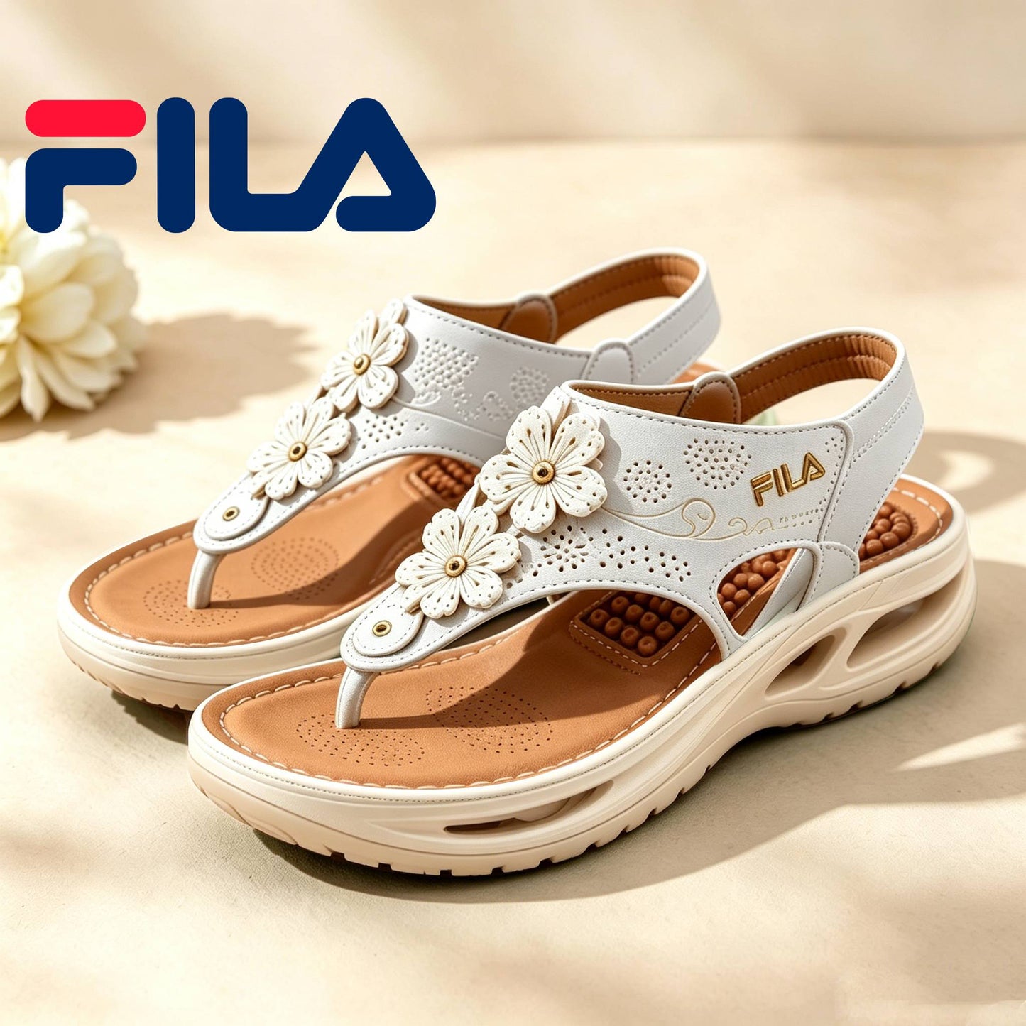 🏵️Naujos FILA® moteriškos basutės su plačia linija, masažine ir pėdos skliauto atrama