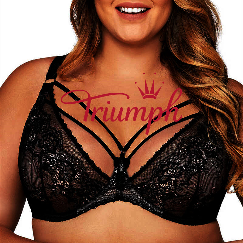 „Triumph®“ – 4 vnt. pakuotė💖50 % nuolaida✨Plius dydžio liemenėlė su reguliuojamais nėriniuotais petnešėliais