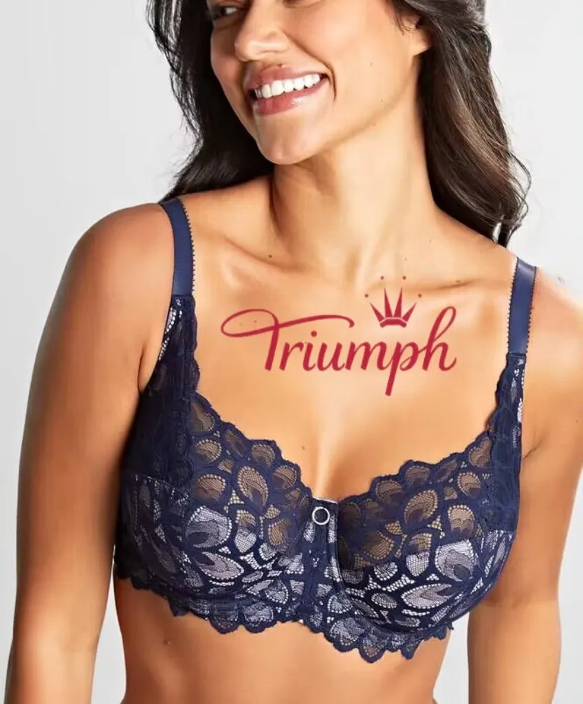 „Triumph“ – (4 dalių) pilno dydžio siuvinėta nėriniuota liemenėlė