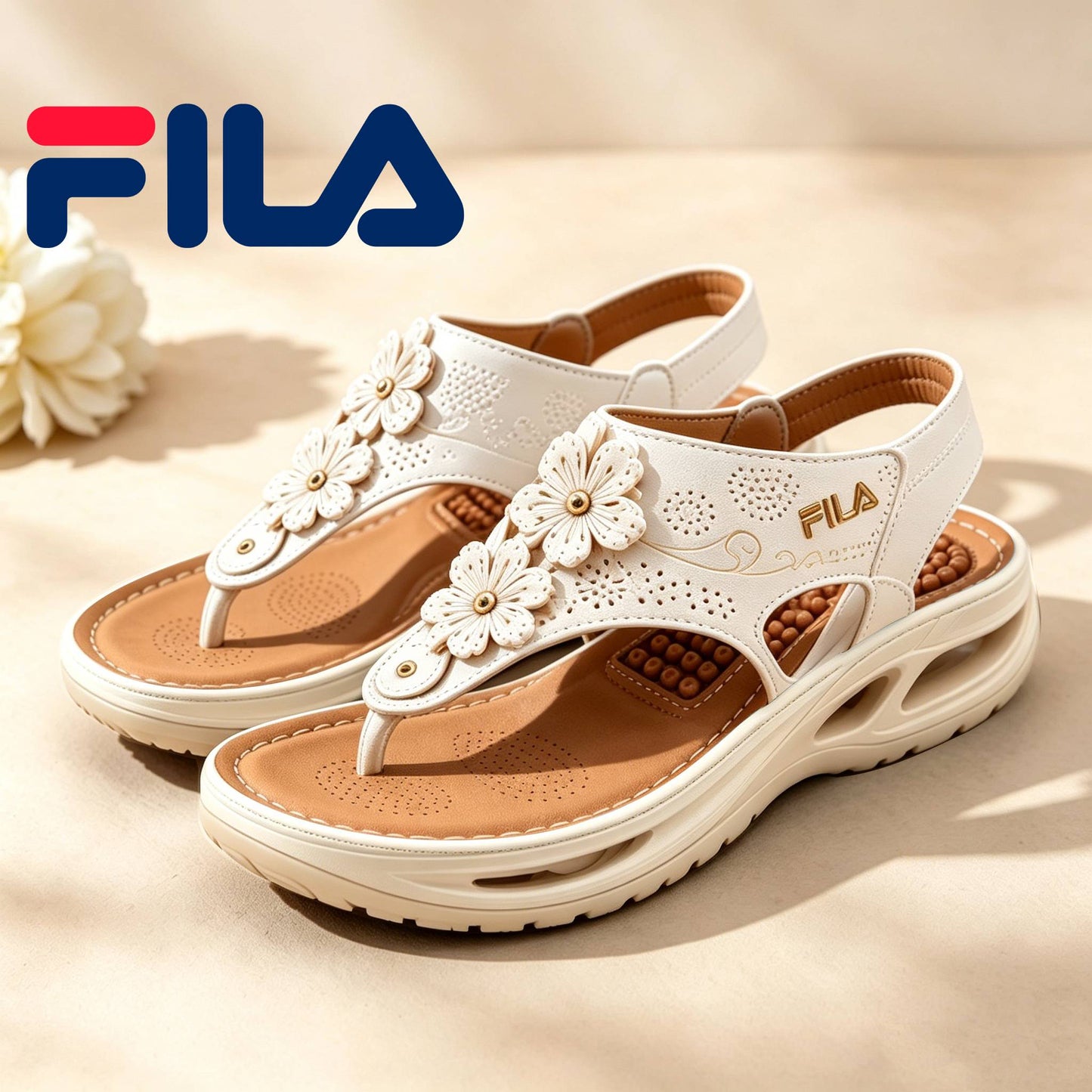 🏵️Naujos FILA® moteriškos basutės su plačia linija, masažine ir pėdos skliauto atrama