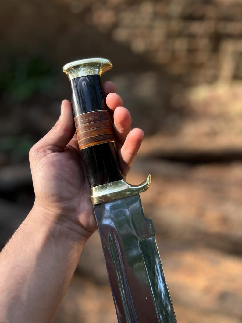 Rankų darbo D2 plieno Bowie peilis su makštimi